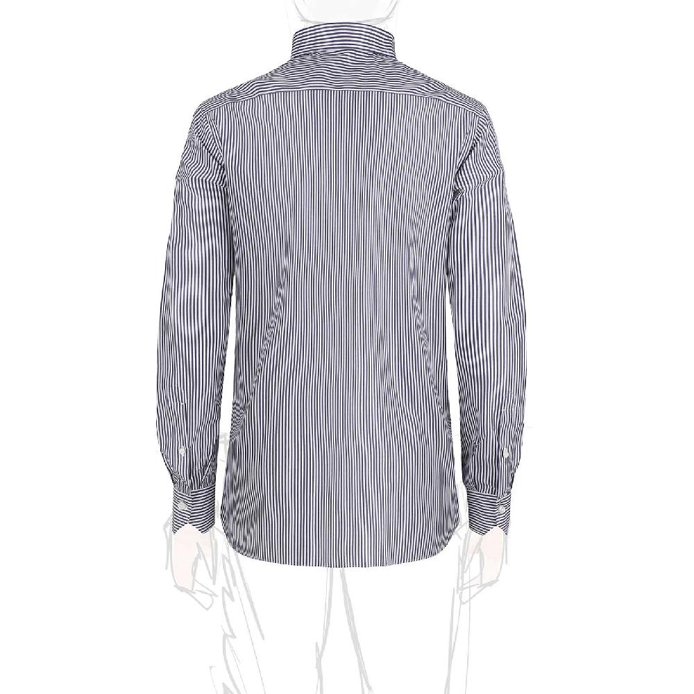 Rubinacci Camicia in cotone rigato bianco e blu Italia