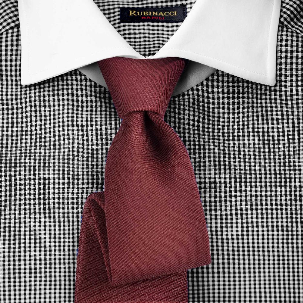 Rubinacci Camicia con collo bianco quadretto nero Economico